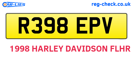 R398EPV are the vehicle registration plates.