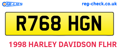 R768HGN are the vehicle registration plates.