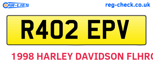 R402EPV are the vehicle registration plates.