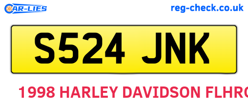 S524JNK are the vehicle registration plates.