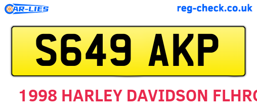 S649AKP are the vehicle registration plates.