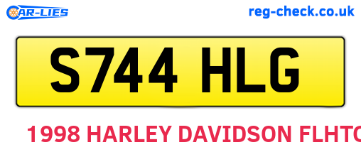 S744HLG are the vehicle registration plates.