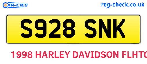 S928SNK are the vehicle registration plates.