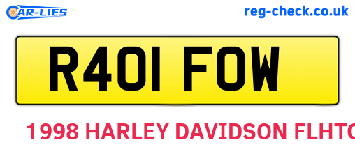 R401FOW are the vehicle registration plates.