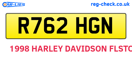 R762HGN are the vehicle registration plates.
