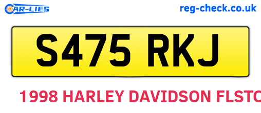 S475RKJ are the vehicle registration plates.