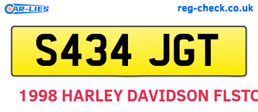 S434JGT are the vehicle registration plates.