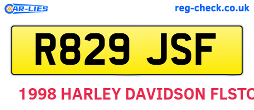 R829JSF are the vehicle registration plates.