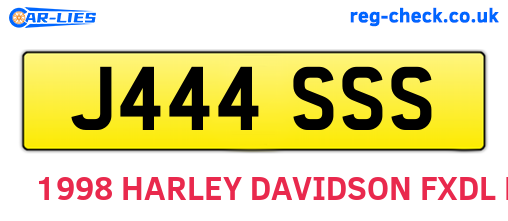J444SSS are the vehicle registration plates.