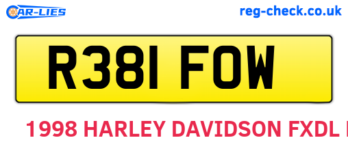 R381FOW are the vehicle registration plates.