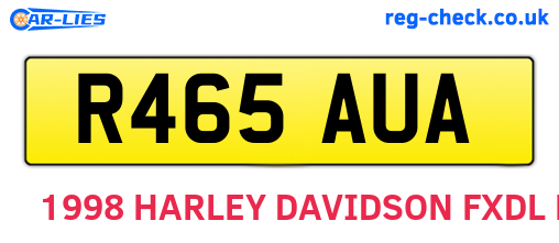 R465AUA are the vehicle registration plates.