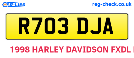 R703DJA are the vehicle registration plates.
