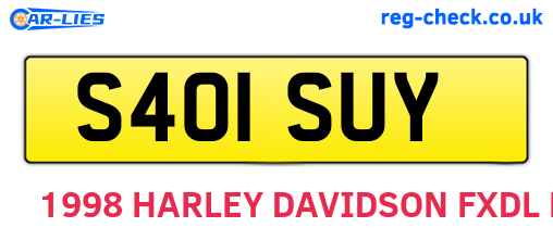 S401SUY are the vehicle registration plates.