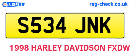 S534JNK are the vehicle registration plates.