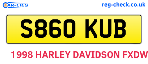 S860KUB are the vehicle registration plates.