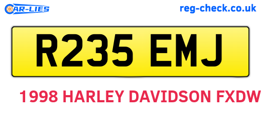 R235EMJ are the vehicle registration plates.