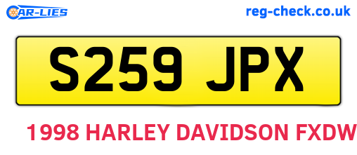 S259JPX are the vehicle registration plates.
