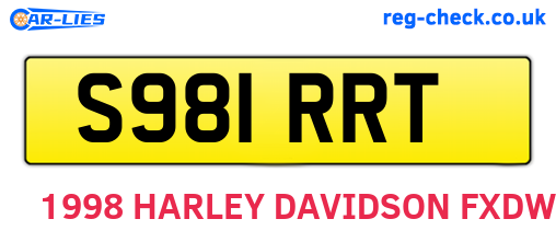 S981RRT are the vehicle registration plates.