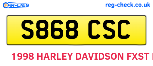 S868CSC are the vehicle registration plates.