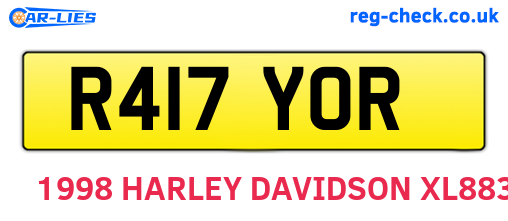 R417YOR are the vehicle registration plates.