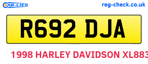 R692DJA are the vehicle registration plates.