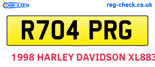 R704PRG are the vehicle registration plates.
