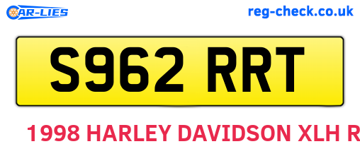S962RRT are the vehicle registration plates.