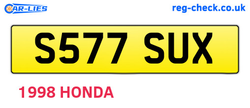 S577SUX are the vehicle registration plates.