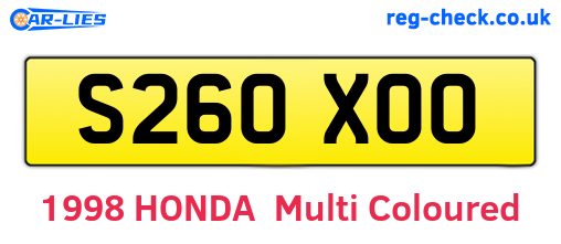 S260XOO are the vehicle registration plates.