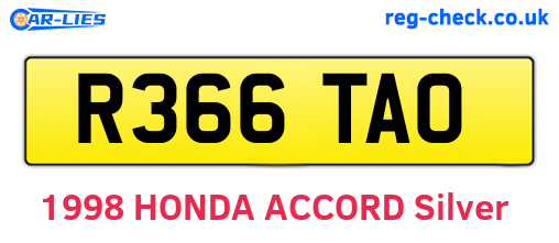 R366TAO are the vehicle registration plates.