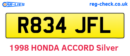 R834JFL are the vehicle registration plates.