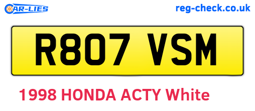 R807VSM are the vehicle registration plates.