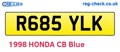 R685YLK are the vehicle registration plates.