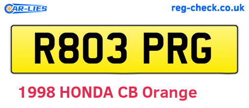 R803PRG are the vehicle registration plates.