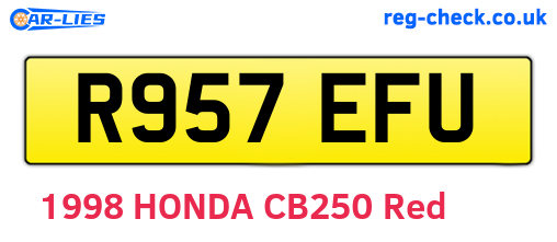 R957EFU are the vehicle registration plates.