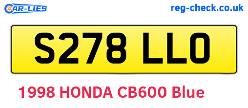 S278LLO are the vehicle registration plates.