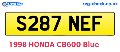 S287NEF are the vehicle registration plates.