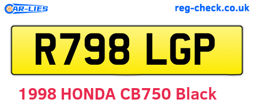 R798LGP are the vehicle registration plates.