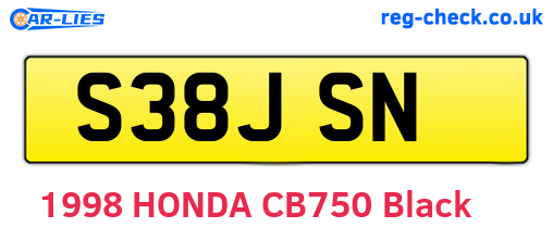 S38JSN are the vehicle registration plates.