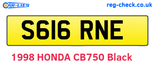 S616RNE are the vehicle registration plates.