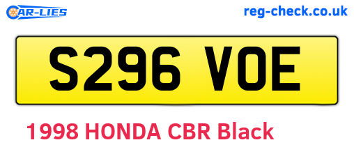 S296VOE are the vehicle registration plates.