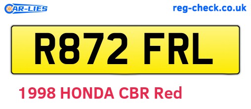 R872FRL are the vehicle registration plates.