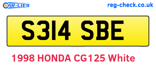 S314SBE are the vehicle registration plates.