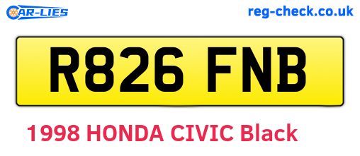 R826FNB are the vehicle registration plates.