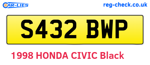 S432BWP are the vehicle registration plates.