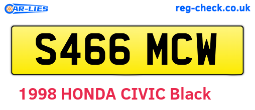 S466MCW are the vehicle registration plates.