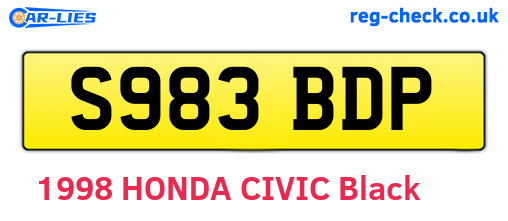 S983BDP are the vehicle registration plates.