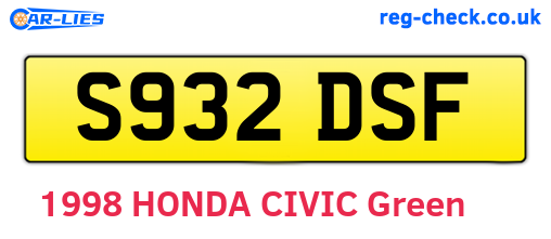 S932DSF are the vehicle registration plates.