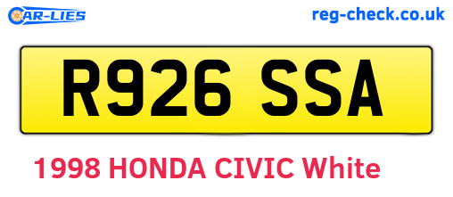 R926SSA are the vehicle registration plates.