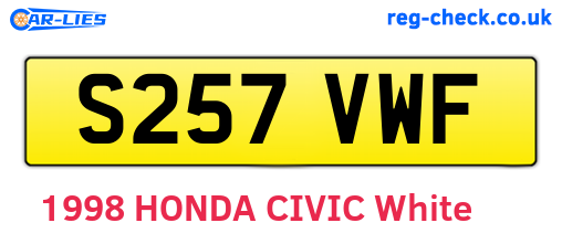 S257VWF are the vehicle registration plates.